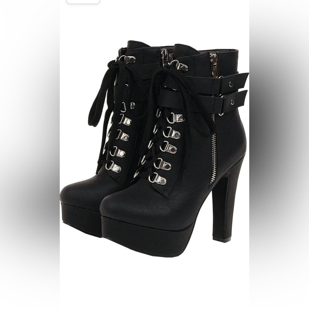 Black high heel boots